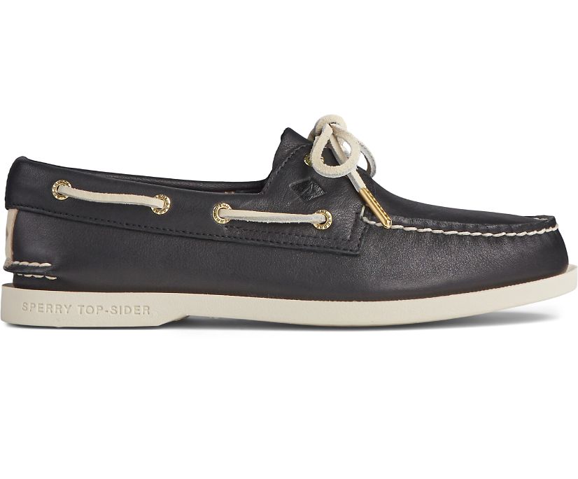 Sperry Authentic Original Plushwave Leather Boat Shoes - Women's Boat Shoes - Black [NT1423708] Sper